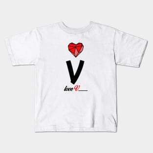 Initial love letter V for valentine Kids T-Shirt